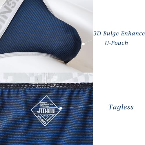 JINSHI Men's Mesh Striped Briefs,Sexy Bikini Bulge Enhancing Briefs,Low Rise Ball Pouch Stretch Breathable Underwear2
