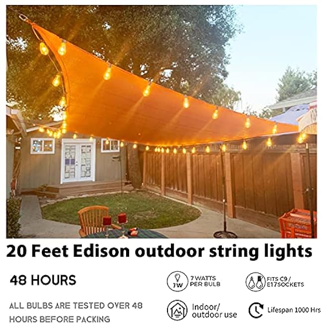 Afirst Outdoor String Lights 20FT with 22 Edison Bulbs Vintage Black Bistro Lights Waterproof ST40 String Lights for Patio Backyard Party Wedding