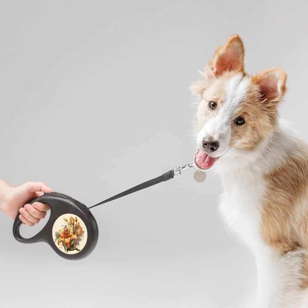 Lily Retractable Pet Leash - Flower Leash - Printed Dog Leash - 197 inches