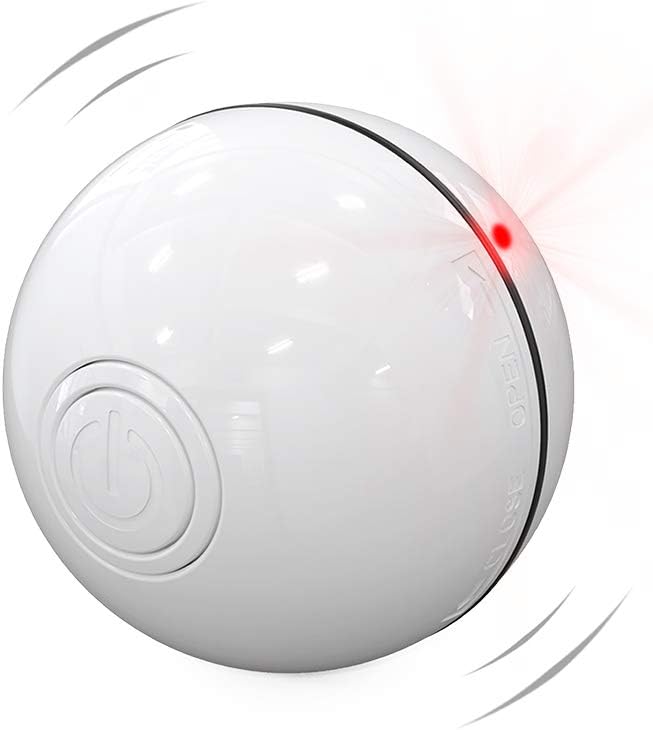 DELOMO Smart Interactive Cat Toy Ball, Automatic Rolling Ball, USB Rechargeable Cat Light Toy, 360 Degree Self Rotating Ball with Spinning Light, Upgraded Cat Exercise Chaser Toy, White