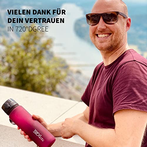 720°DGREE Trinkflasche Kinder 500ml “uberBottle“ softTouch +Sieb - Auslaufsicher, BPA-Frei - Flasche für Schule, Sport, Fitness - Wasserflasche aus Tritan - Schmal, Leicht, Stoßfest, Wiederverwendbar