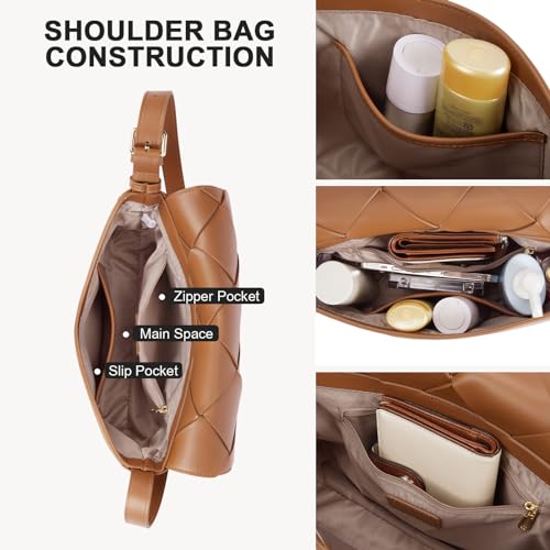 Image of BOSTANTEN Woven Purses for Women Vegan Leather Hobo Bag Shoulder Handbags