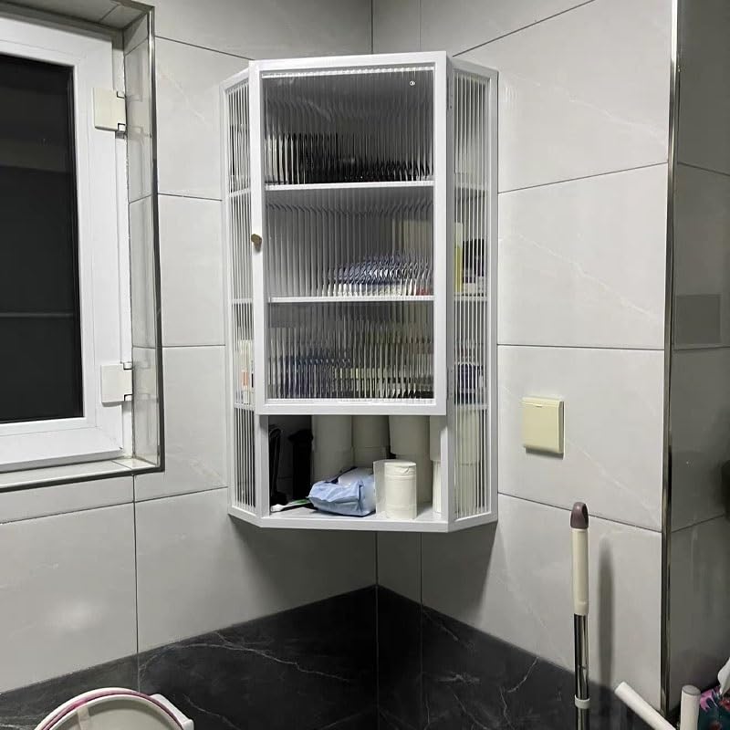 Armadietto angolare in acciaio inox, moderno contenitore a parete con 2 ante, design salvaspazio per cucina e bagno, 35 x 35 x 89,9 cm, resistente ed elegante