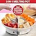 Electric Fondue Maker Deluxe Set w 4 Forks- Removable Serving Tray & Chocolate Melting, Warming Setting- 4th of July Summer S'mores Kit- Dip Snacks Marshmallows Strawberries- Party Appetizers Desserts