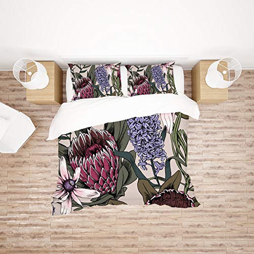 Housse de couette fleurs sauvages polyester taie d'oreiller parure de lit simple - 3