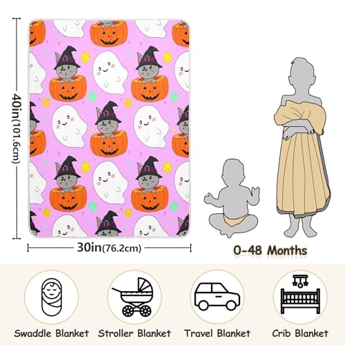 Burbuja Boo Animal in Pumpkin Baby Blanket for Boys Girls, Nursery Soft Warm Swaddling Receiving Baby Blankets, 30x40 in Toddler Blanket3