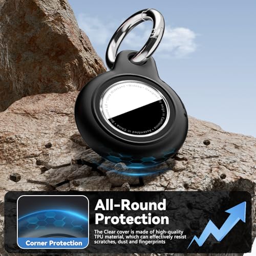 Compatiable with Apple AirTags Holder, Waterproof for AirTags Holder Keychain, Anti-Scratch & Shock Air TagHolder Case,Men's Women's Keyrings & Keychains, Cover for Dog,Car Key,Luggage -Black3