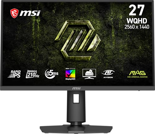 Image of msi MAG 275QPF E21 27-inch 2560 x 1440 (QHD) Gaming Monitor, 210Hz, FreeSync Premium Pro, G-SYNC Compatible, HDMI, DisplayPort, VESA Mountable, Tilt, Height Adjustable, Speaker, 0.03ms, Black