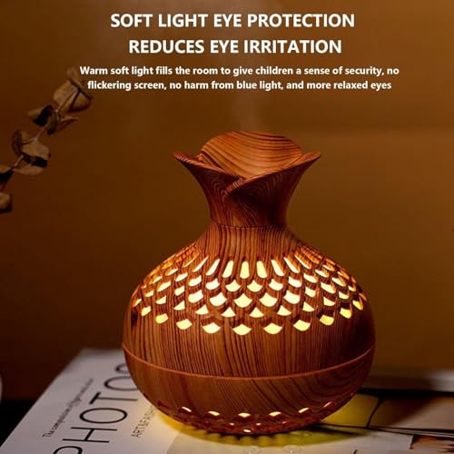 Image of Bedroom Humidifier for Sleep Essential Oil Diffuser with Flame Effect Night Light Ultrasonic Cool Mist Air Quiet USB Auto Shut Off Aromatherapy Diffuser (Beautiful Pot Himidifier)