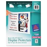 Avery 74404 Self-Adhesive Display Sheet Protectors, Letter Size, Clear, 10/Pack
