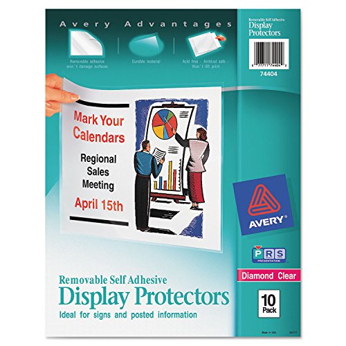 Avery 74404 Self-Adhesive Display Sheet Protectors, Letter Size, Clear, 10/Pack #TOP10