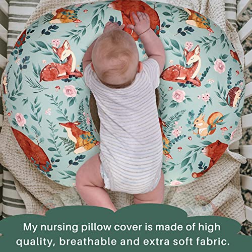 Image of TANOFAR Nursing Pillow Covers, Bear Breastfeeding Pillow Cover for Baby Boys & Girls, Woodland Nursing Pillow Case for Newborn, Soft Fabric Fits Snug On Infant, Washable & Breathable