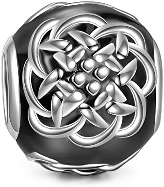 NINAQUEEN Celtic Tattoos Christmas Charms Gifts 925 Sterling Silver Black Bead Charms Bead, Fit for Necklace & Bracelet