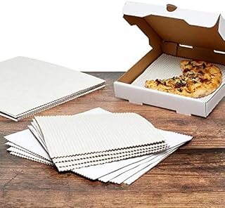 Paper Mart Grease Resistant Pizza Sheets, Bulk Pack of 200 Corrugated Cardboard Sheets, 12 x 12 Inch Liners for Pizza Boxes, Cakes, and Takeout