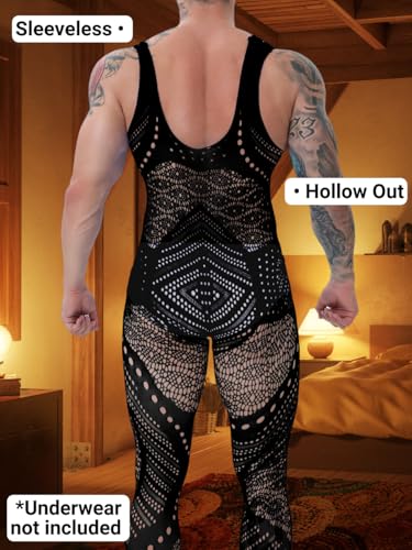 EHSUYAB Lingerie masculina, presente sexy para ele, meias corporais, body arrastão de renda, roupas