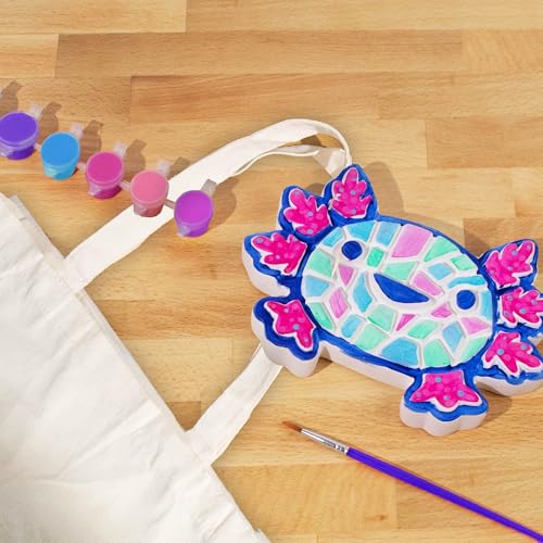 Image of Creative Roots Axolotl Stepping Stone Kit, 7-Inch Paintable Ceramic Stepping Stone, Includes 6 Acrylic Paints, Kids Crafts, Ages 8+