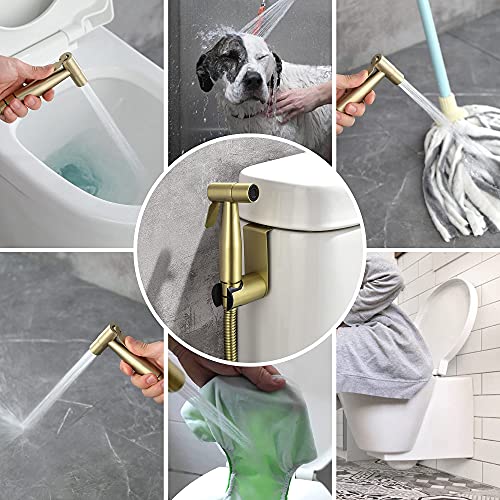 Shamanda Waterfall Tub Spout Shower System With Handheld Bidet Sprayer For Toilet,Brushed Gold #TOP7