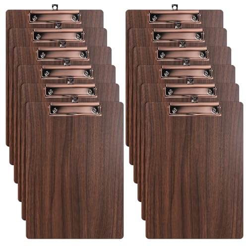 SOYIRI Porte-Blocs A4 en Bois,12 Pièces Planchettes à Pince Avec Clip, Clipboard Porte-Formulaires