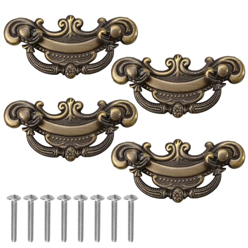 2.5" C-C Vintage Look Bail Drawer Pull Dark Antique Bronze Cabinet Handle Dresser Pulls Kitchen Knob Handles Hardware 2 1/2" 64 mm Centers Dark Antique Bronze for Dressers Closets Cupboards Bedroom