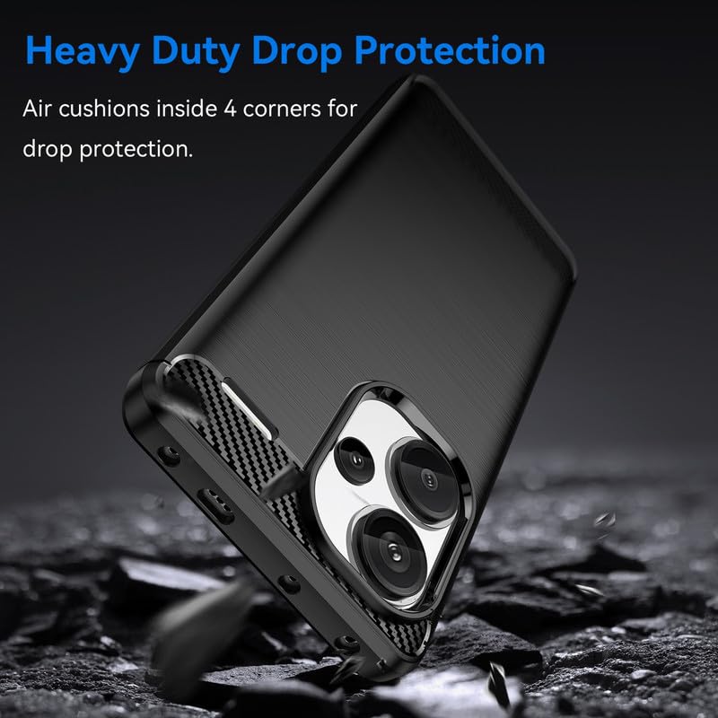 Image of NPRC Hybrid Ultra Slim Protective Case TPU Non-Slip Carbon Fiber Texture Shockproof Case Cover for Redmi Note 13 pro Plus - Black