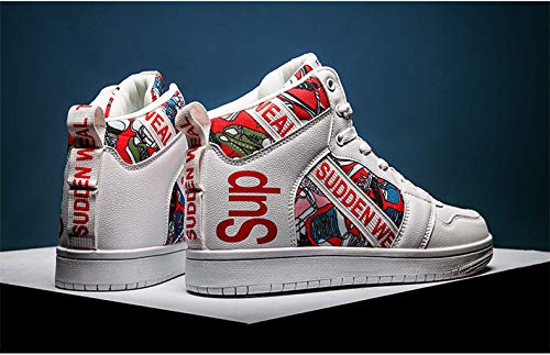 Runsoon High Top Skateboarding Shoes Sports Sneakers Casual Shoes For Men Women, Red41B #TOP3