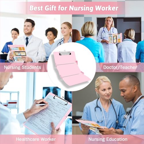 Nursing Clipboard Foldable Clipboard Medical: Edition Cheat Sheets Aluminum 3 Layers Foldable Clipboards Nursing Pocket Size Profile Clip Nurse Clipboards Notepad for Nurses Studen image 3