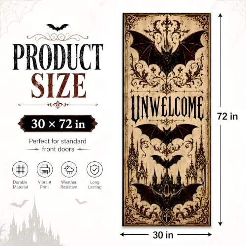 Image of Halloween Decorations - UNWELCOME Gothic Halloween Door Cover
