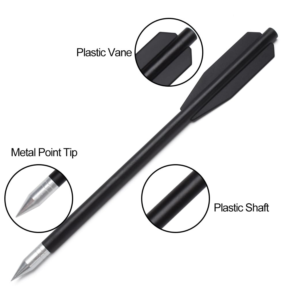 Flèche Arbalète Pistolet en Plastique pour Cible de Fleche arbalete de 50 LB / 80 LB, 6.3" Boulons d'arbalète pour Pratiquer la Cible de tir et la Chasse au Petit gibier (12/36pcs)