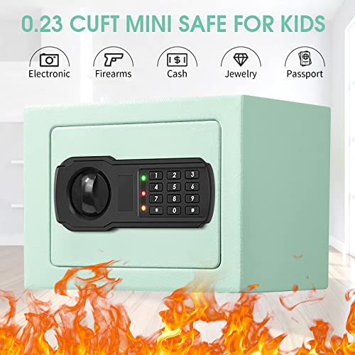 Fireproof Small Safe Box For Money, 0.23 Cu Ft Mini Fireproof Safe With Combination Lock, Digital Safe For Kids Home Hotels Business (Blue) #TOP1