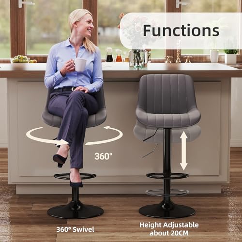 Image of Youhauchair Adjustable Faux Leather Bar Stools Set of 4, Grey1