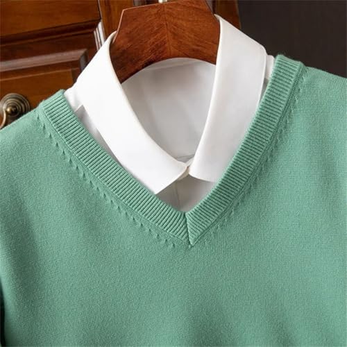 Rfmfkkg Men's Sweater V-Neck Pullover Cashmere Knitted Sweaters Solid Color Casual Long Sleeve Jumper3