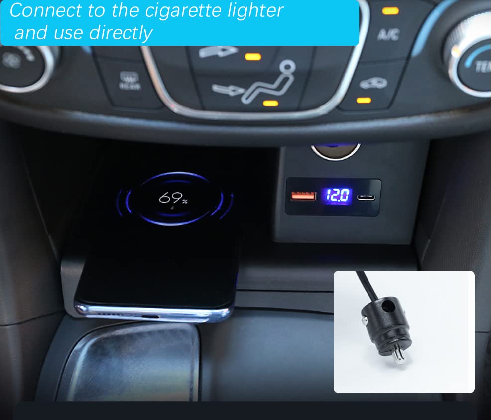 ZChan Wireless Charger for Chevy Equinox 2018-2023,Center Console 15W Wireless Charger Pad with QC 3.0 USB Fast Charging Port,Phone Charging Station for Car Apply to Wireless Charge Supported Phone