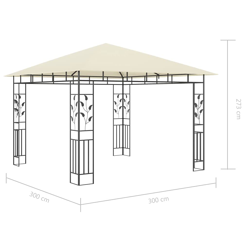 Gazebo con Zanzariera 3x3x2,73 m Crema 180 g/m²,Gazebo,Impermeabile,Anti UV,Gazebo da Giardino,Gazebo Esterno