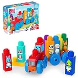 Mega Bloks, Tractor Animalitos Arma y Combina, con Bloques Grandes y Personajes de Granja, para niños de 1 año y Medio en...