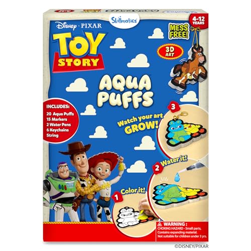 Skillmatics Disney•Pixar Toy Story Aqua Puffs - 3D Art Kit, Mess-Free Paint by Number Craft for Kids, DIY Color & Inflate Activity, Travel Toys & Gifts for Ages 4, 5, 6, 7, 8, 9, 10, 11, 12