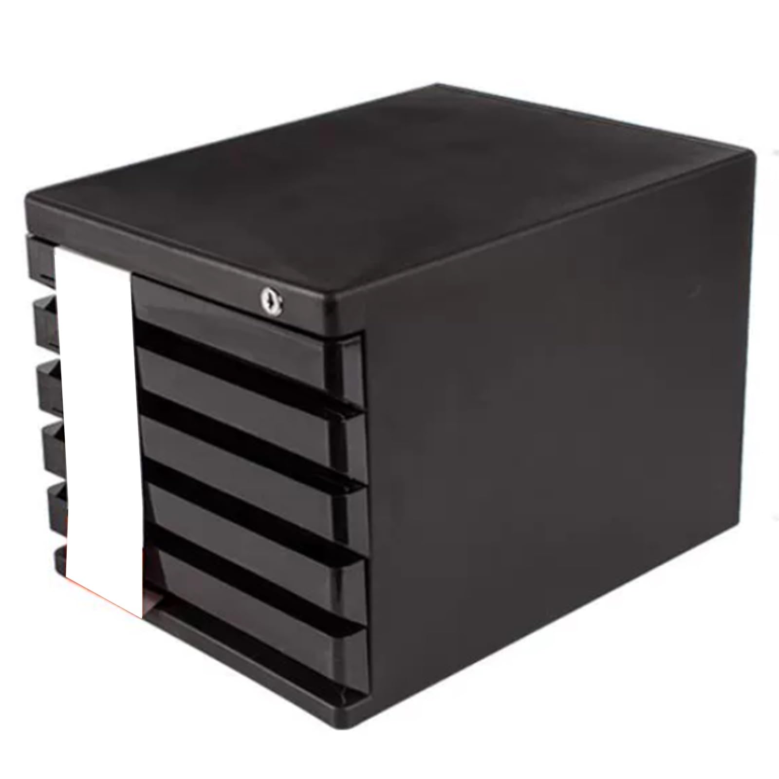 ASerZenith 5-Tier Lockable Desktop File Cabinet – Compact A4 Plastic Nizer With Drawers For Office Documents Folders & Supplies – Stylish Black Storage Solution,Black-5-Layers
