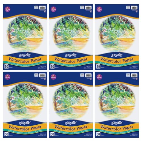 UCREATE Super Heavyweight Watercolor Paper, White, 140 lb., 12" x 18", 50 Sheets/Pack, Case of 6 Packs, 300 Sheets Total