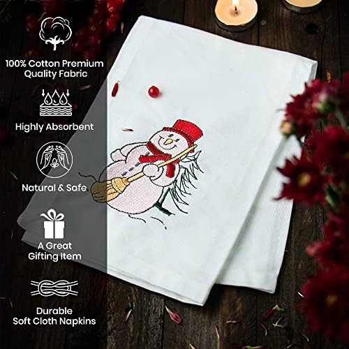 Cotton Carnival Dinner Napkins, 100% Ring Spun Cotton, Embroidered Napkins, Soft Comfortable, Highly Absorbent, 17 X 17 in, Set of 6 Napkins Durable Quality Ideal for Events & Home