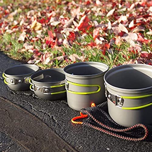 G4Free 2/4/13 Pcs Camping Cookware Mess Kit Hiking Backpacking Picnic Cooking Bowl Non Stick Pot Knife Spoon Set (4Pcs) #TOP5