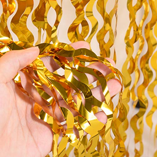 Leegleri Plastic Metallic Foil Fringe Table Skirt Tinsel Curly Willow Party Table Skirt Banner For Mardi Gras Party thumb #1