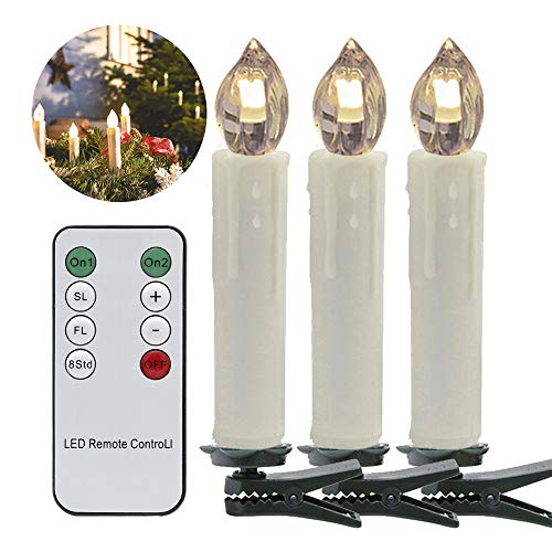 Preisvergleich Produktbild VINGO 30er Weinachten Kerzen Lichterkette Weihnachtskerzen mit Fernbedienung Kabellos LED-Mini-Christbaumkerzen, Dimmbar, Warmweiß