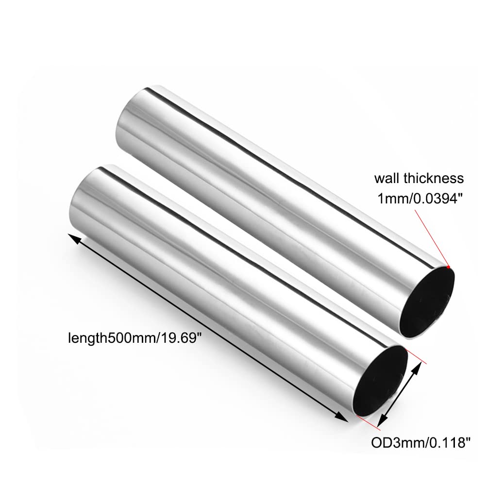 Rura ze stali nierdzewnej, rura 304, pusta, prosta metalowa | 2 szt. 2 mm3 mm4 mm5 mm6 mm7 mm8 mmOD0,5 mm1 mmGrubość ściany 500 mmDługość,2 mm * 0,5 mm * 500 mm(3mm*1mm*500mm)