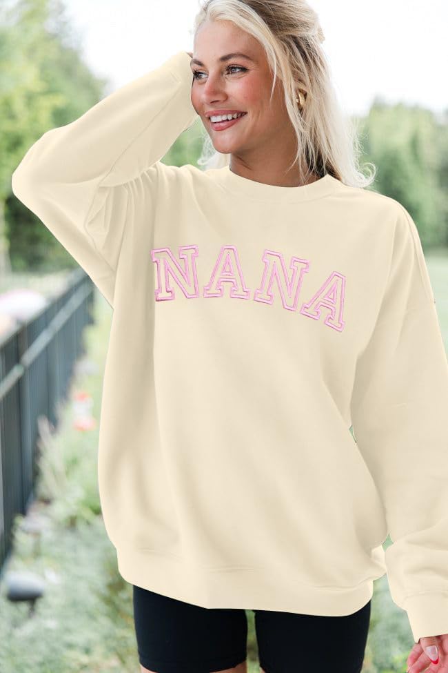 MNLYBABY Nana Sweatshirt Grandma Shirt Women: Mothers Day Shirts Oversized Nana Life Gift Pullover Mimi Gigi Long Sleeve Tops - Image 3