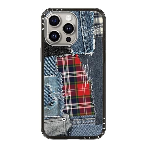 Étui iPhone 15 Pro Max CASETiFY noir mince et élégant à carreaux