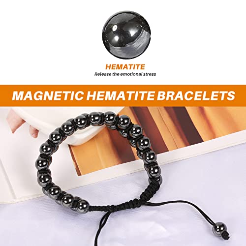 Davllin Hematite Magnetic Bracelet,Magnetic Healing Jewelry Bracelets,Strength Natural Beaded Bracelet,Double Strength Magnetic Physical Therapy Bracelet For Men Women Couples #TOP2