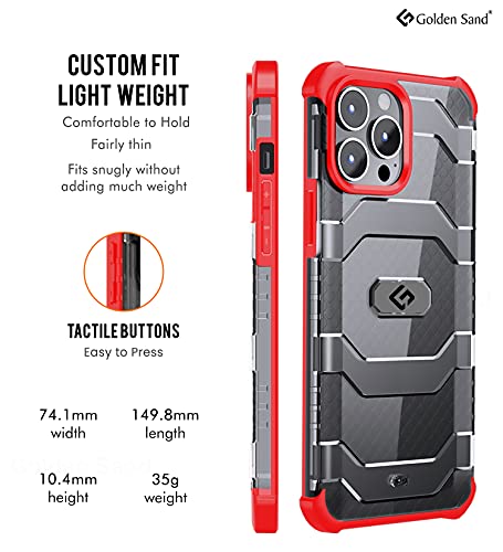Image of Golden Sand [Explorer Series Apple iPhone 13 Pro Max Back Cover Shockproof Semi-Transparent Rugged Military Grade Phone Case, Certified Drop Protection, Tangy Red