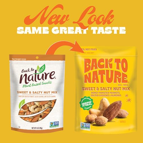 Image of Back to Nature Sweet & Salty Nut Mix, Honey Roasted Peanuts, Salted Cashews & Almonds, Dry Roasted, Non-GMO, On-the-Go Pouch Snack, 9oz Pouch