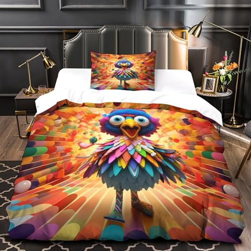 Housse de couette coq 3D parure de lit microfibre 3 pièces 135x200 cm - 4