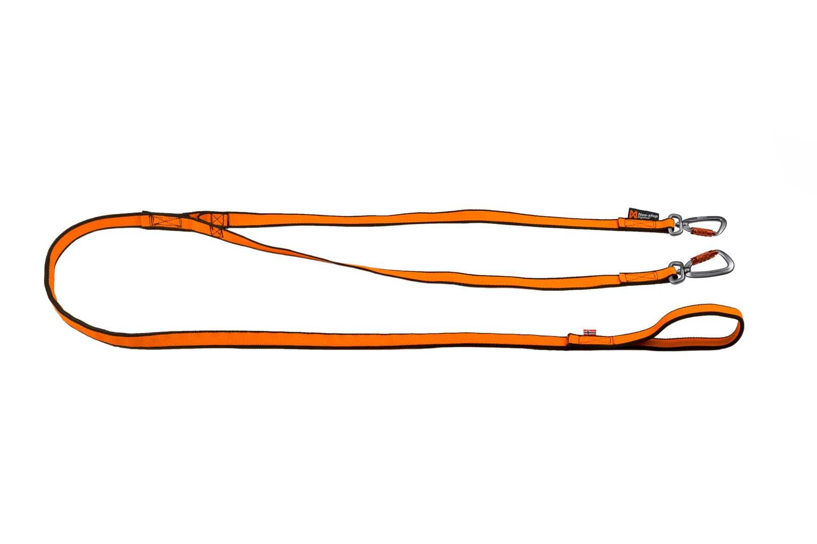 Non-Stop Dogwear Bungee Leash Double, Black/Orange - 2.8m