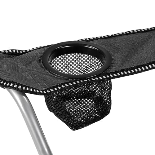 Livhome Camping Chairs Folding Recliner Chair Adjustable with Detachable Footrest Headrest Cupholder Pocket Lightweight Portable Reclining Camp Fold up for Outdoor Beach Garden (Black) (31141) - Image 5